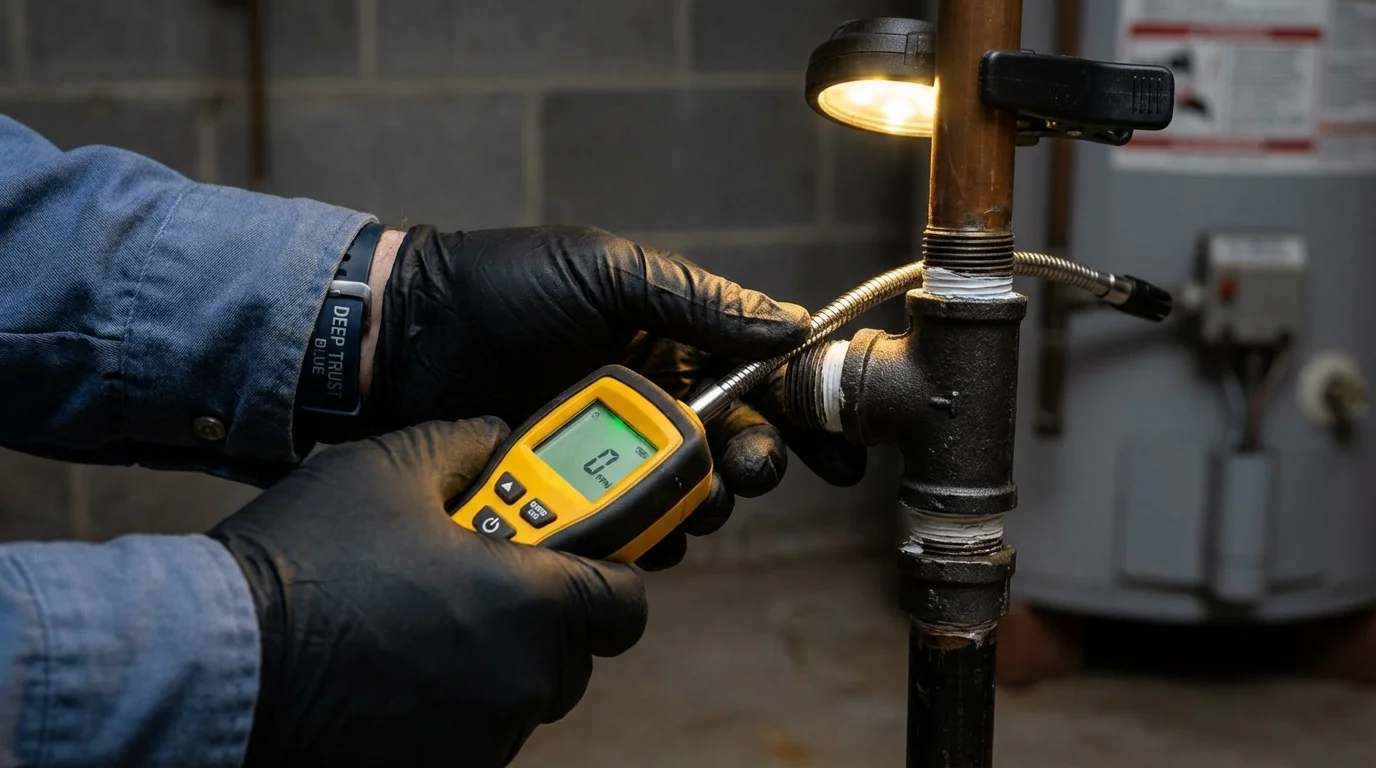 Gas leak detection with electronic sniffer by Johns Plumbing LLC in Caldwell