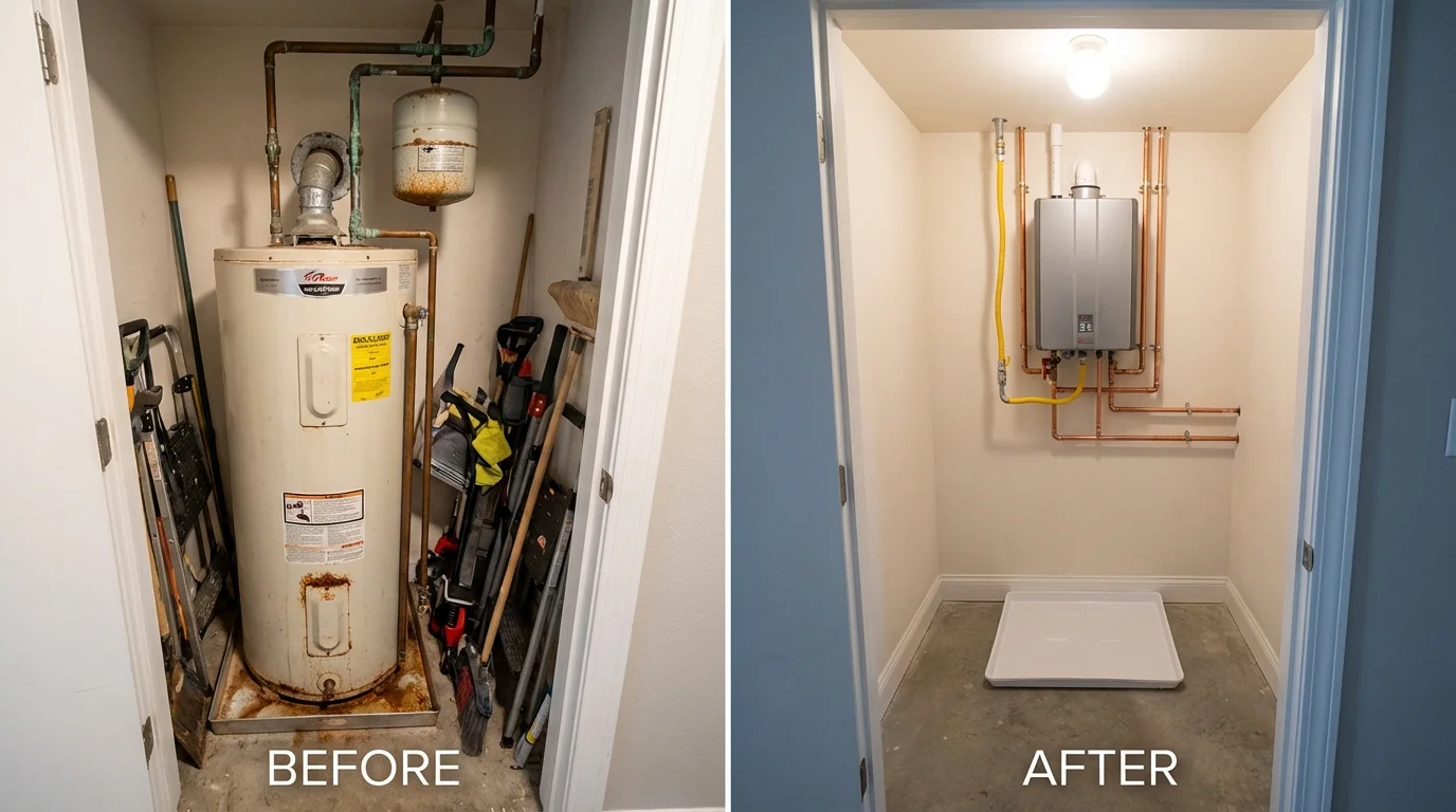 Tank water heater versus wall-mounted tankless unit comparison for Caldwell, ID homeowners